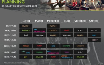 🌞🏋️‍♀️ Annonce spéciale : Planning d’été pour nos cours collectifs ! 🌞🏋️‍♀️